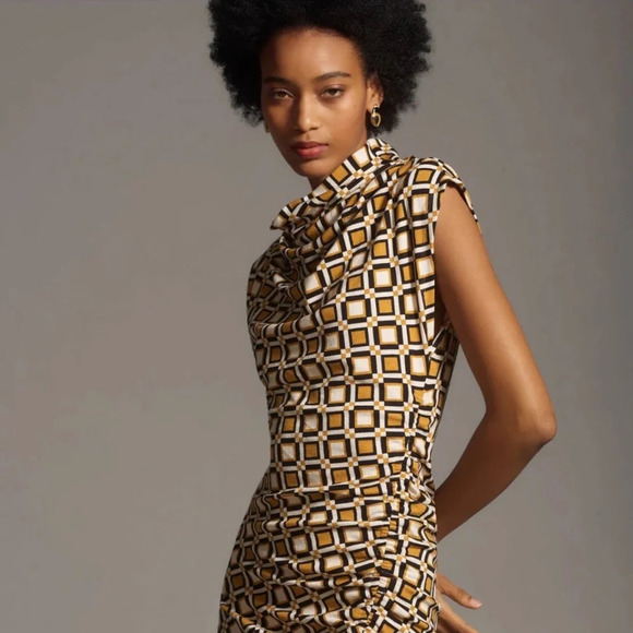 NWT Anthropologie Maya Ruched Cowl Neck Mini Dress 1X - Picture 7 of 9